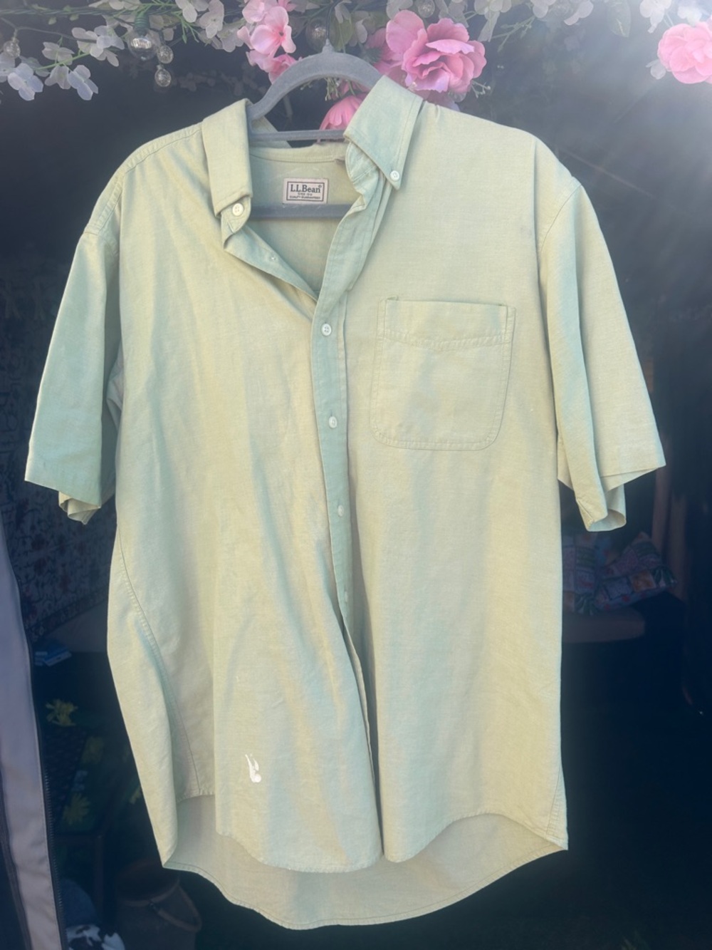 L.L. Bean Men's Short-Sleeve Button-Down Shirt in Pale Green